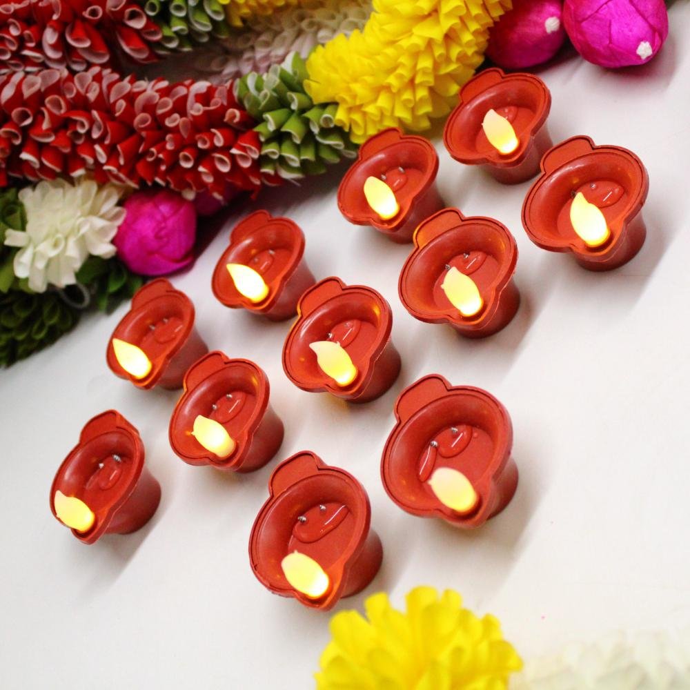Water Sensor Diya Set Plane Design | LED Villaku Set I Battery Operated (12 pcs) - Image 3