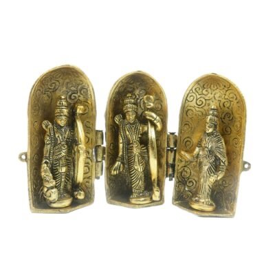Metal Gold Coating Foldable Rama Lakshman Seetha Hanuman Darbar Statue | Idol Home Decor | Show Piece