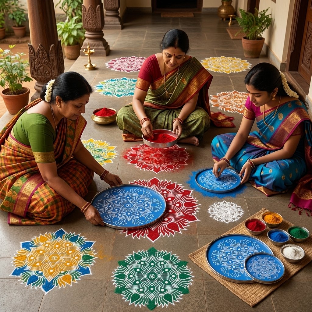 Rangoli Kolam Stencil Set | Kolam Thattu | 4/8/12 Inch | Deepavali Decoration Kolam | Kolam Colors