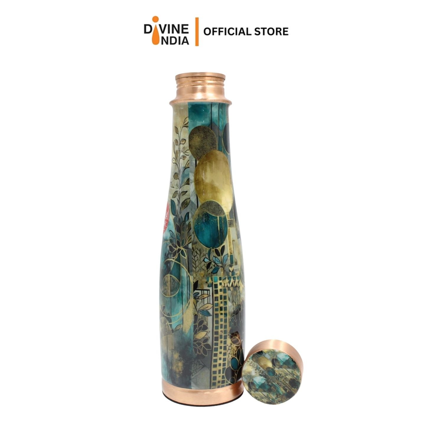 Pure Copper Meena Drinking Bottle - Copper Bottle Gift Set 950ml