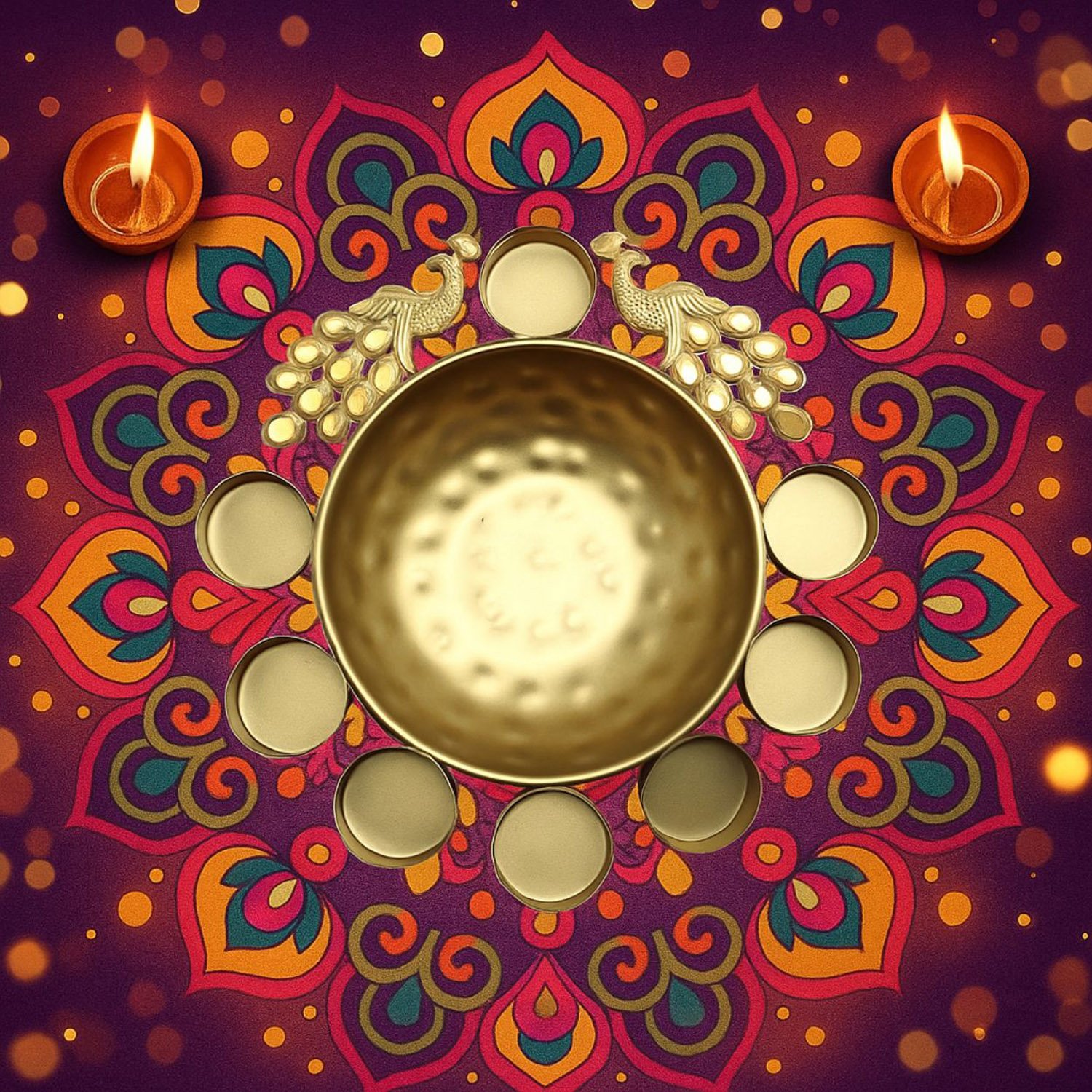 Decorative Metal Urli Bowl for Home Alter or Deepavali Decoration - D3