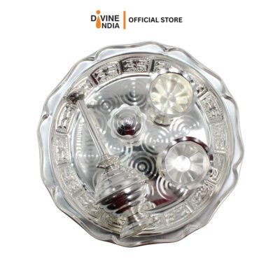 12" Premium White Metal Paneer Chombu Lota Set | Welcome Paneer Sombu Pooja Set