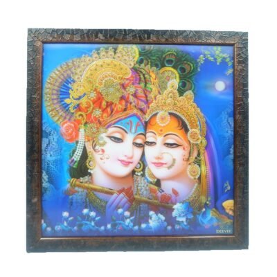 3D Radha Krishna & Ganesha Premium Wall Frame | Wall Art Printed Frames 17 X 17 Inches