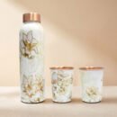 Pure Copper Milton Drinking Bottle with 2 Glass Set - Copper Bottle Gift Set 1L
