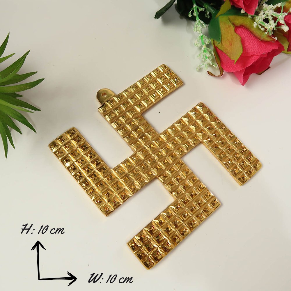 Vastu Hanging Swastik Pyramid Engraved Brass Swastika for Home or Office