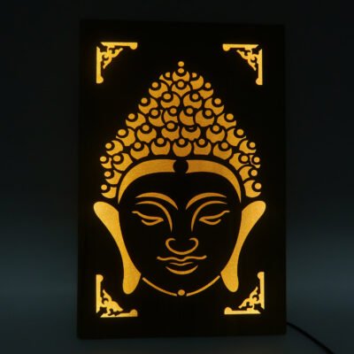 3D LED Wall Art with Wooden Frame | Ganesh | Buddha | Radha kirishna Wall Frame 12X18 Inch