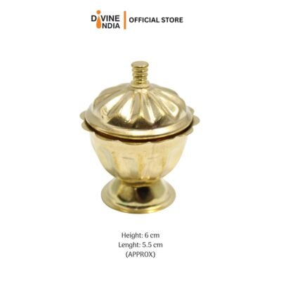 Brass Handmade Traditional Beautiful Kumkum Pot | German Silver Kumkum Holder for Pooja | Kunguma Chimil