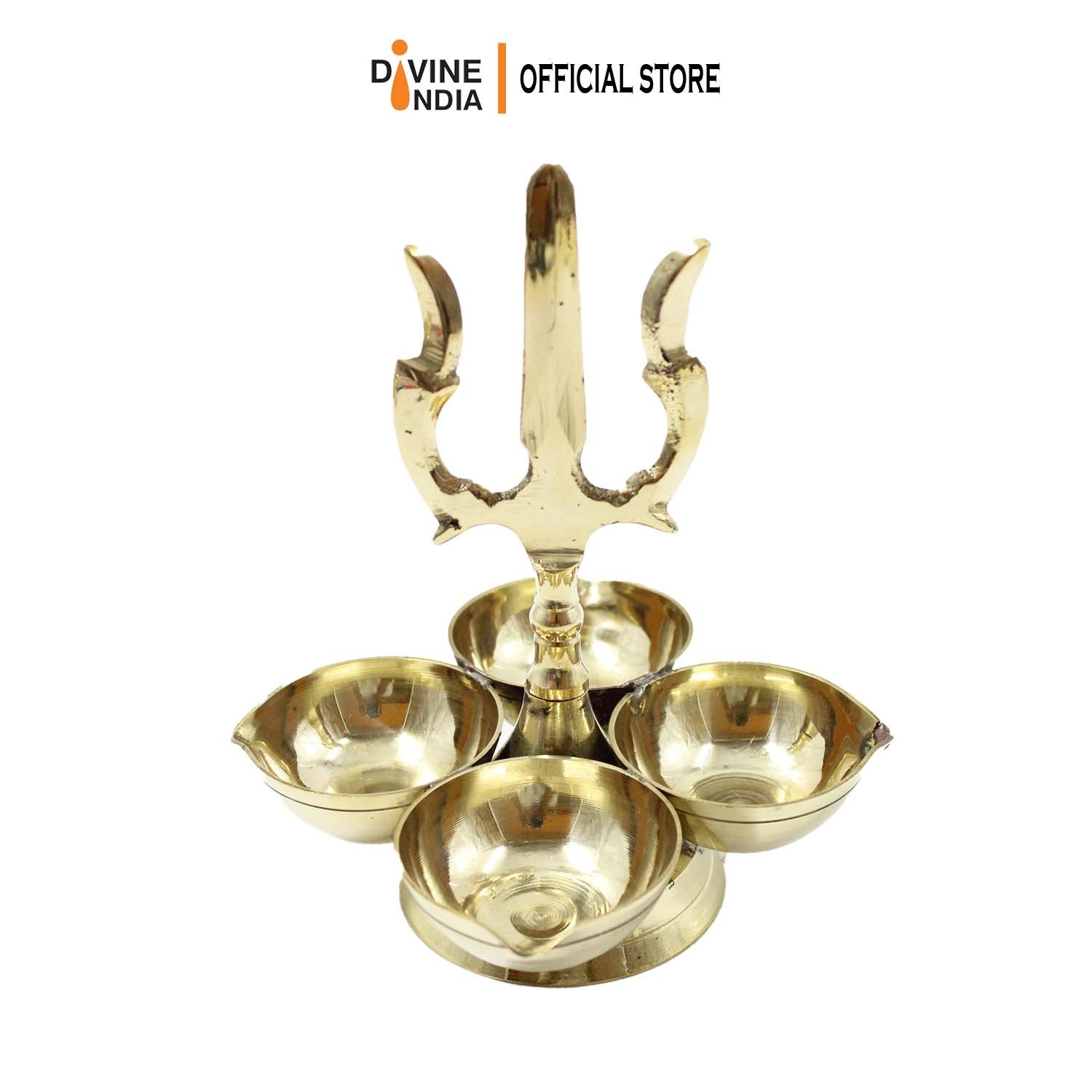 Brass Soolam Villaku Design | 4 Diya Design  | Indian Oil Lamp | Diwali Deco