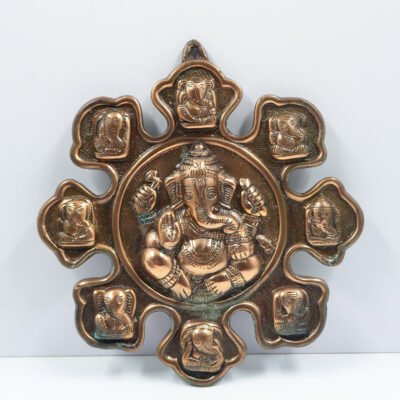 9 variants of Lord Ganesha Golden Metal Wall Hanging