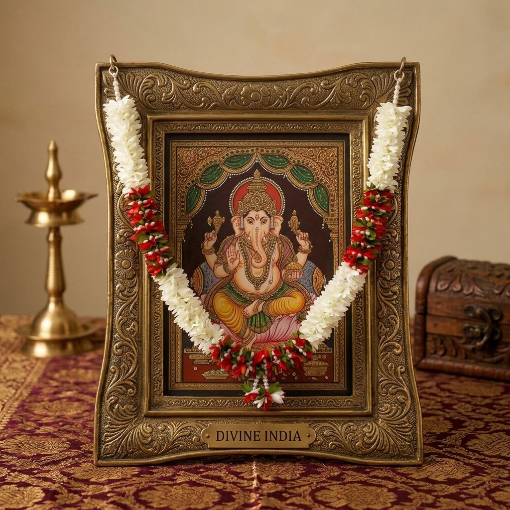 Handmade Artificial Flower Garland – 1 Feet Mala for Photo Frame, God Idols, Pooja Room & Home Décor 1 Piece