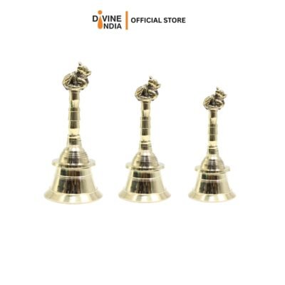 Brass Pooja Hand Bell for Prayers (Religious) Nandi Design | Ghanti