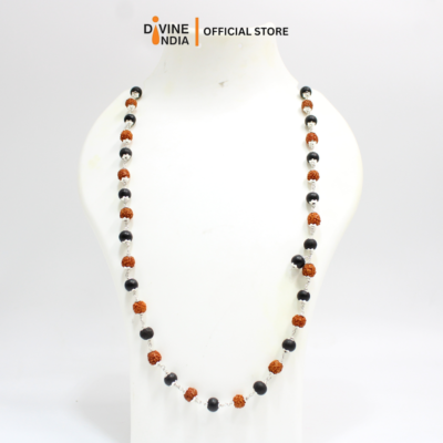 5 Face Rudraksha & Karungali Mala | 8MM 54 Beads | Rudraksha Mala Original | Karungali Mala Original | Gift for Unisex