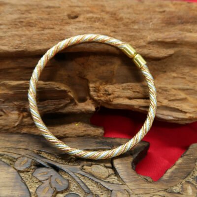 Pure Panchdhatu Kada Bracelet Adjustable Mixed Metal ,Free Size, Kappu for Men & Women
