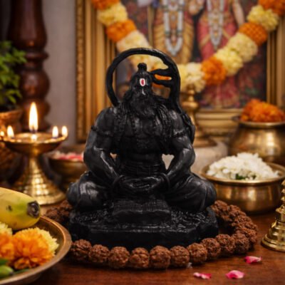 Hanuman Meditating Statue By Resin for Pooja Gift Showpiece Vastu, Home Decor, Car | Bajrangbali Idol | Hanuman Sillai