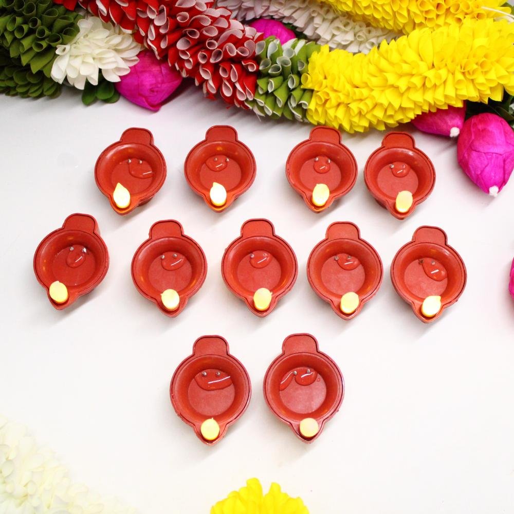 Water Sensor Diya Set Plane Design | LED Villaku Set I Battery Operated (12 pcs) - Image 7