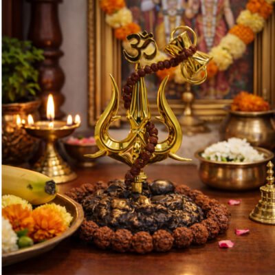 Shiva Trishul with Damru Statue By Resin for Pooja Gift Showpiece Vastu, Home Decor, Car | Thirusoolam Silai