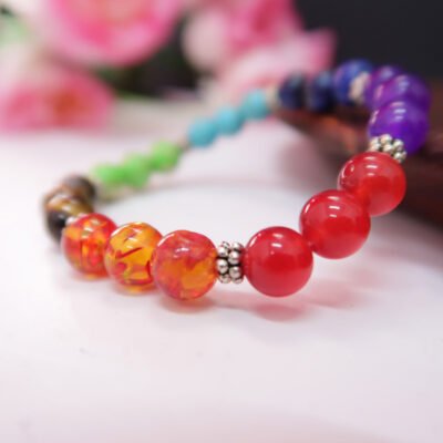 7 Chakra Semi Precious Natural Gemstone Beads Healing Bracelets for Men & Women