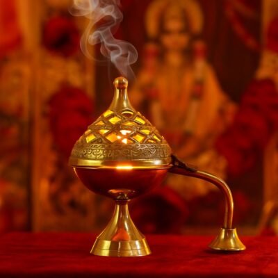 Home Purifying Brass Dhuna Loban Burner Hand Stove Brass Incense Burner Incense Holder
