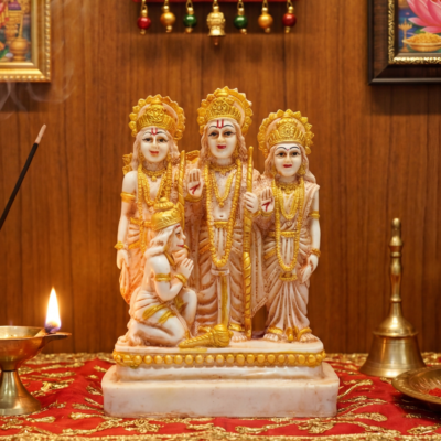 Ram Darbar Statue By Resin for Pooja Statue By Resin for Pooja Gift Showpiece Vastu, Home Decor, Car | Ram, Sita, Laxman, and Hanuman Idol