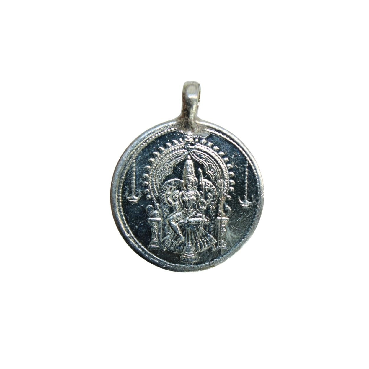 Energized God Raja Shyamala Silver Polished Locket Yantra ( 1 Inch ) Indian God Locket Pendant