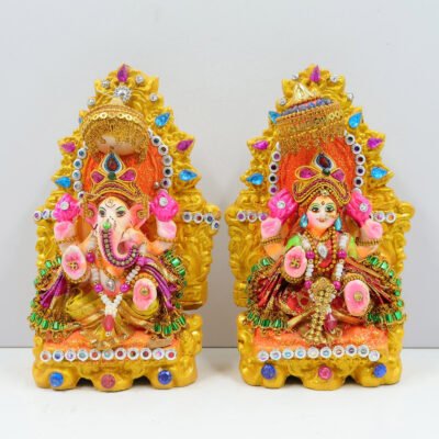Lakshmi Ganesh Idol Set Marble Resin for Pooja Gift Showpiece Vastu, Home Decor