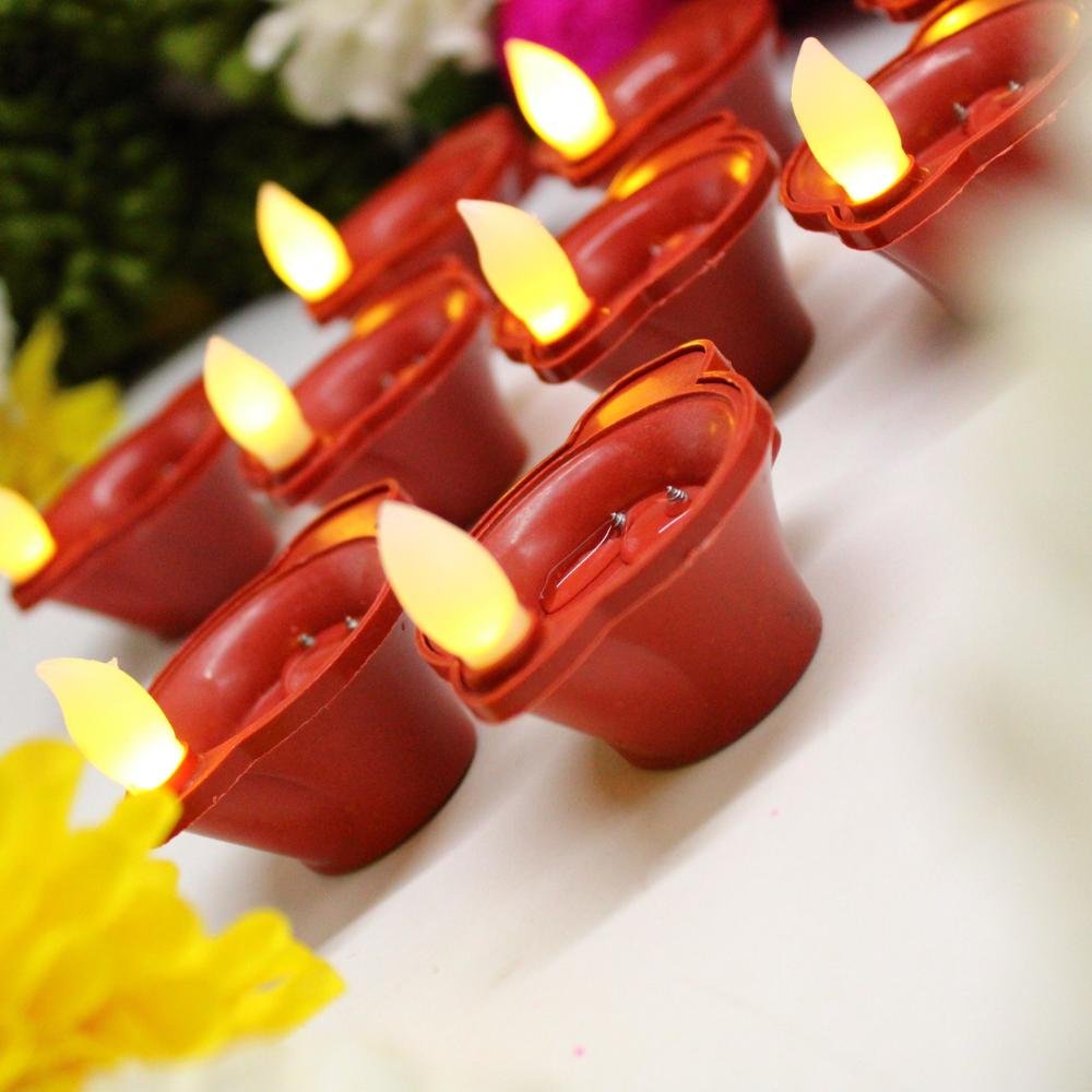 Water Sensor Diya Set Plane Design | LED Villaku Set I Battery Operated (12 pcs) - Image 8