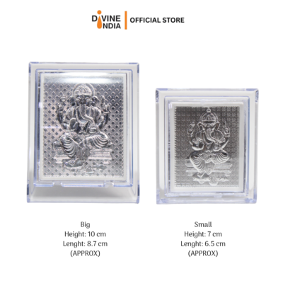Ganesha Silver Finish Stand Photo Frame Decorative Showpiece for Car Dashboard | Mandir | Home | Office | Vinayagar