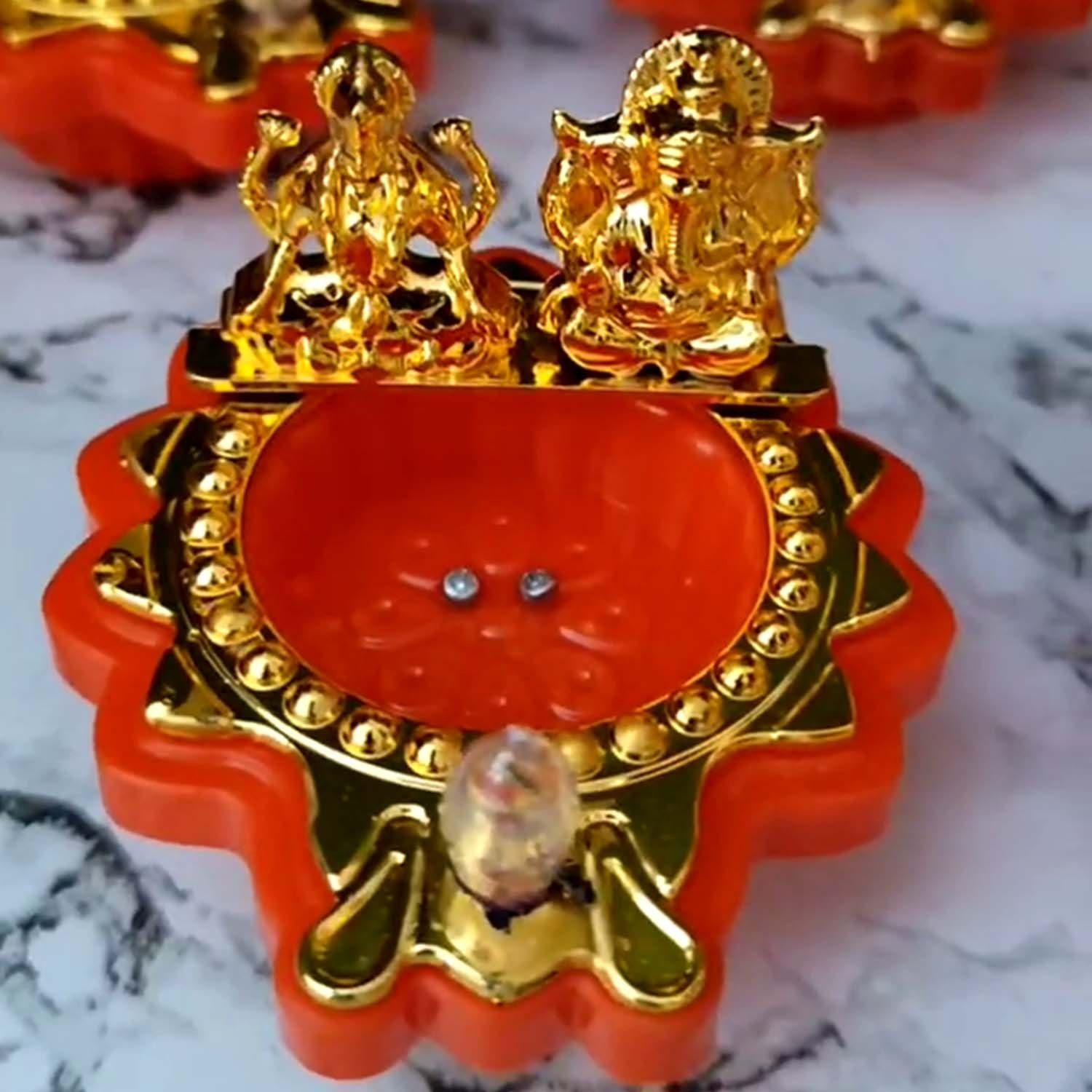 Water Sensor Diya Set Lakshmi Ganesha Design | LED Villaku Set I Battery Operated (1 pc) - Image 5