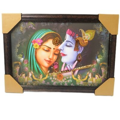 Indian Gods Wall Frame | Wall Art Printed Frames, Radhe Krishna | Ganesha | Lakshmi - 50Cm x 30Cm