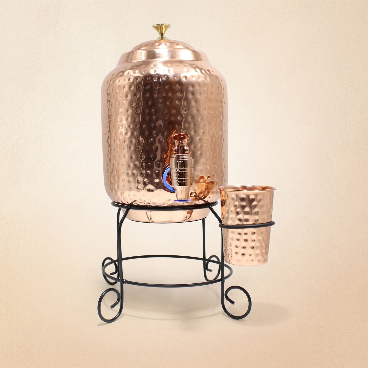 Pure Copper Full Hammered Water Dispenser - 5 L - Copper Matka | Copper Pitcher