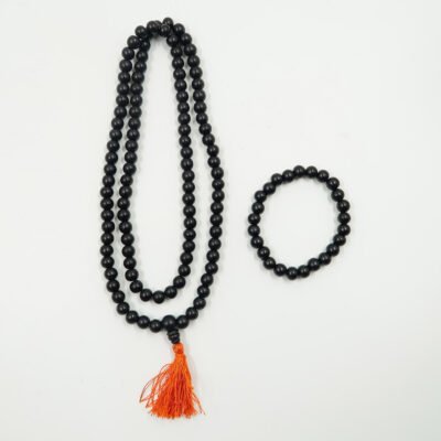 Combo Pack of Original Karungali Kattai Bracelet & Malai | Black Ebony Wood Bracelet & Malai | Karungali Bracelet & Malai