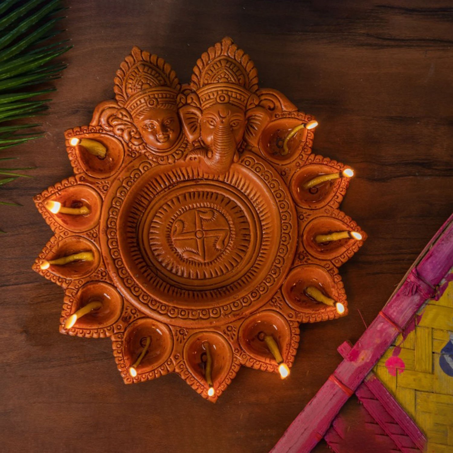 Colorfull Terracota Villaku | Indian Diya | Indian Oil Lamp | Deepavali Decoration