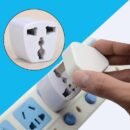 3 Pin Plug Socket Adapter - Universal Adapter With Fuse Portable Safe Connector White