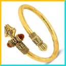 Premium Om Trishul with Rudraksha Brass Adjustable Kada Bracelet | Kappu