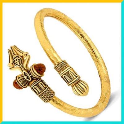 Premium Om Trishul with Rudraksha Brass Adjustable Kada Bracelet | Kappu