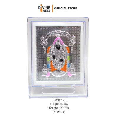 Balaji Silver Finish Color Photo Stand Frame Decorative Showpiece for Car Dashboard | Mandir | Home | Office | Perumaal