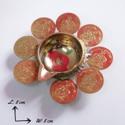 Pure Brass Coin Laxmi Kuber Villaku | Ashtlaxmi Villaku | Diya | Indian Lamp | Deepavali Deco