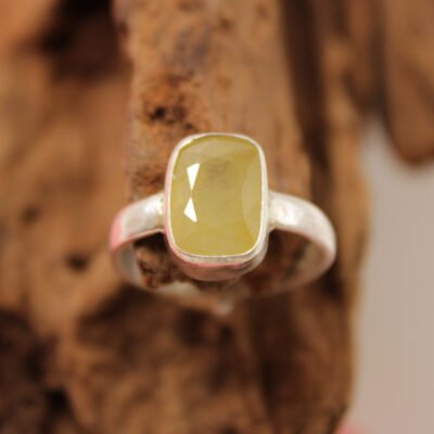 Pukhraj | Certifed Yellow Sapphire Stone | Pushparagam stone Ring in 925 Silver - Nilam kuning Adjustable Ring Free Size