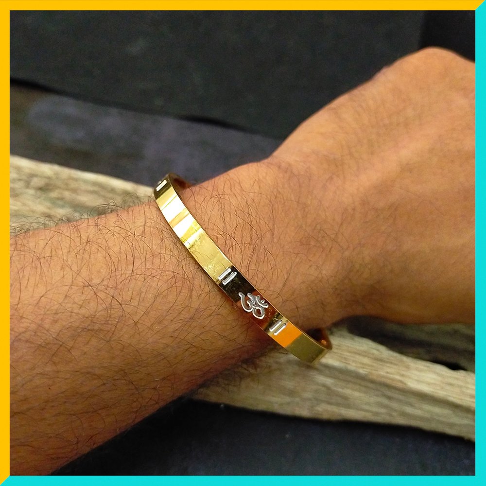 OM Mixmetal Bracelet/Bangle in Gold Color - Unisex - Image 2