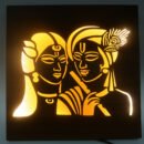 3D LED Wall Art with Wooden Frame | Ganesh | Buddha | Radha kirishna Wall Frame 12X12 Inch