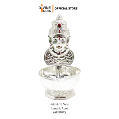 German Silver Amman Villaku | Indian Diya | Indian Oil Lamp | Deepavali Deco