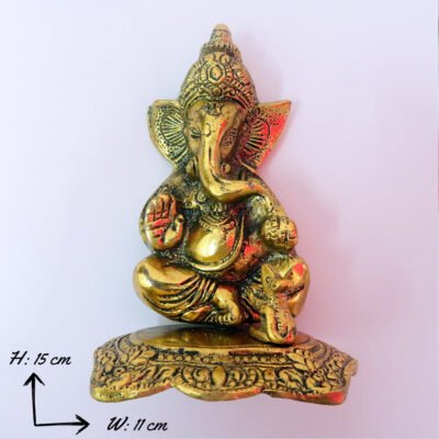 Antique Oxidized Metal Sitting Ganesha Deco