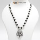 Trisul With Shiva German Silver Pendant Karungali Malai | Ebony Wood 8MM Beads Necklace | Karungali Necklaces | Trisul Karungali Malai