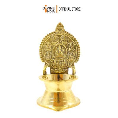 New Brass Ashtaganesha Villaku | Oil Lamp | Indian Prayer & Deepavali Deco | Ashtavinayaka