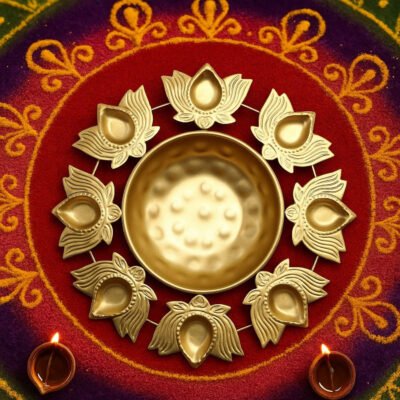 Decorative Metal Urli Bowl for Home Alter or Deepavali Decoration - D4