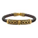 Premium Brass Ganesh Sign Bracelet with Leather Strap - Free Size