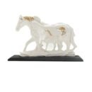 Anticia Handicrafts White Box Resin Elephant Statue with Baby Elephant & Horse Animal Figurine On Wooden Base for Feng Shui and Vaastu Statue