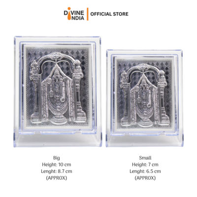 Balaji Silver Finish Stand Photo Frame Decorative Showpiece for Car Dashboard | Mandir | Home | Office | Perumaal