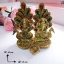 Antique Oxidized Metal Ganesh Laxmi Idol with Small Villaku | Diya | Indian Prayer Lamp - D3