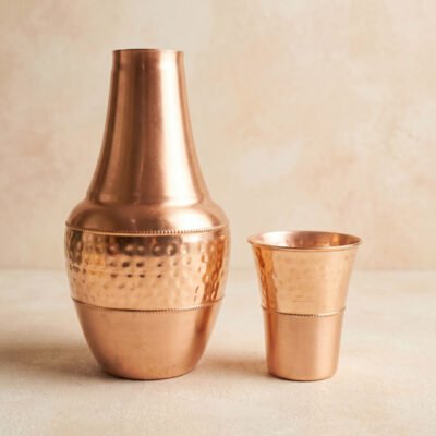 Pure Copper Hammered Drinking Pot - Venut Pot Set - 1L